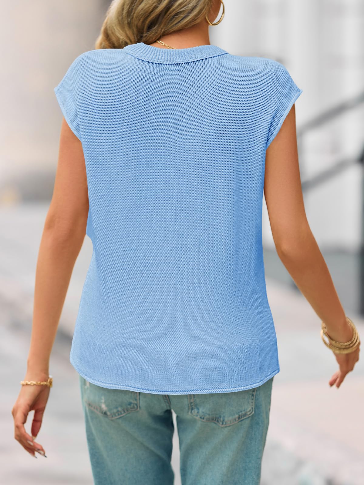 Foto 6 pulgar | Jersey Saodimallsu Con Cuello En V Y Manga Corta Para Mujer - Venta Internacional.