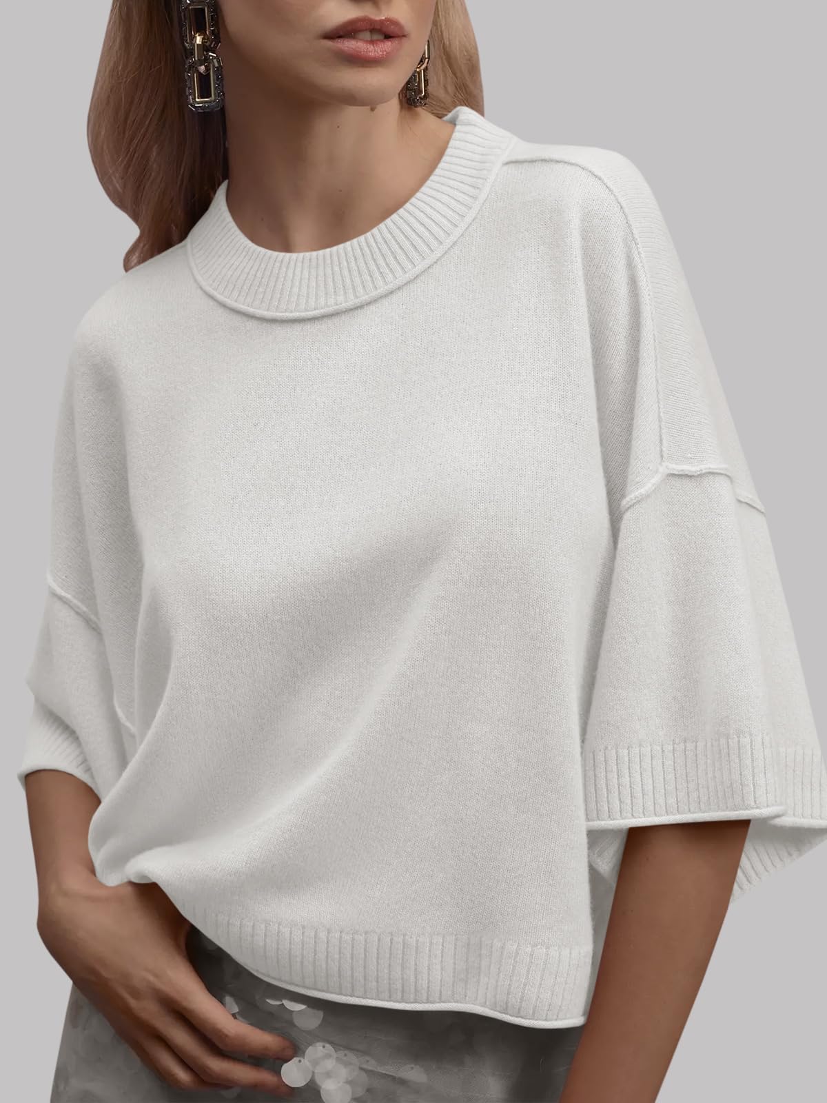 Foto 3 pulgar | Jersey Saodimallsu De Manga Corta Para Mujer, Color Blanco Veraniego - Venta Internacional.
