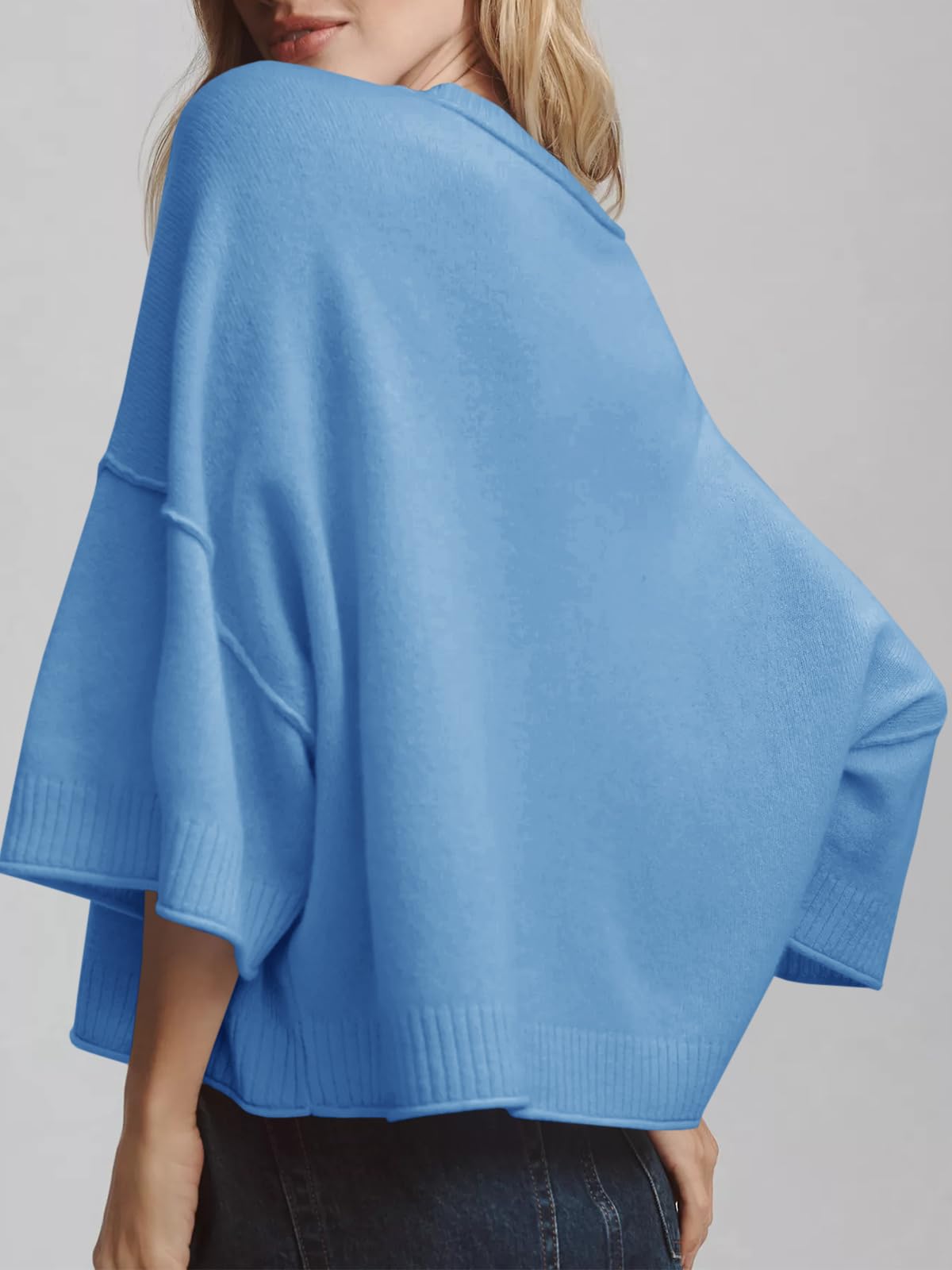 Foto 5 pulgar | Jersey De Manga Corta Saodimallsu De Punto Azul De Verano Para Mujer - Venta Internacional.