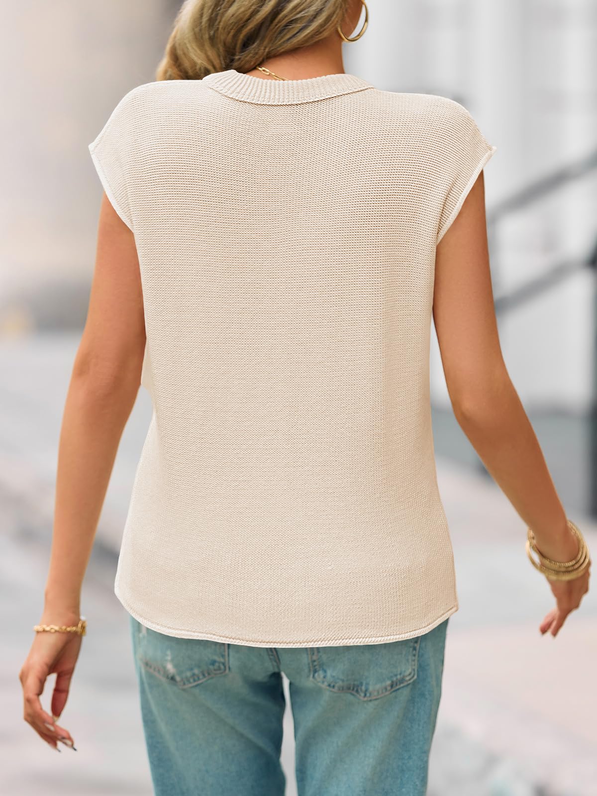 Foto 6 pulgar | Jersey Saodimallsu Con Cuello En V Y Manga Corta Para Mujer - Venta Internacional.