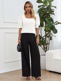 Foto 5 | Jersey Goranbon Puff De Manga Corta Para Mujer, Color Blanco Brillante - Venta Internacional.