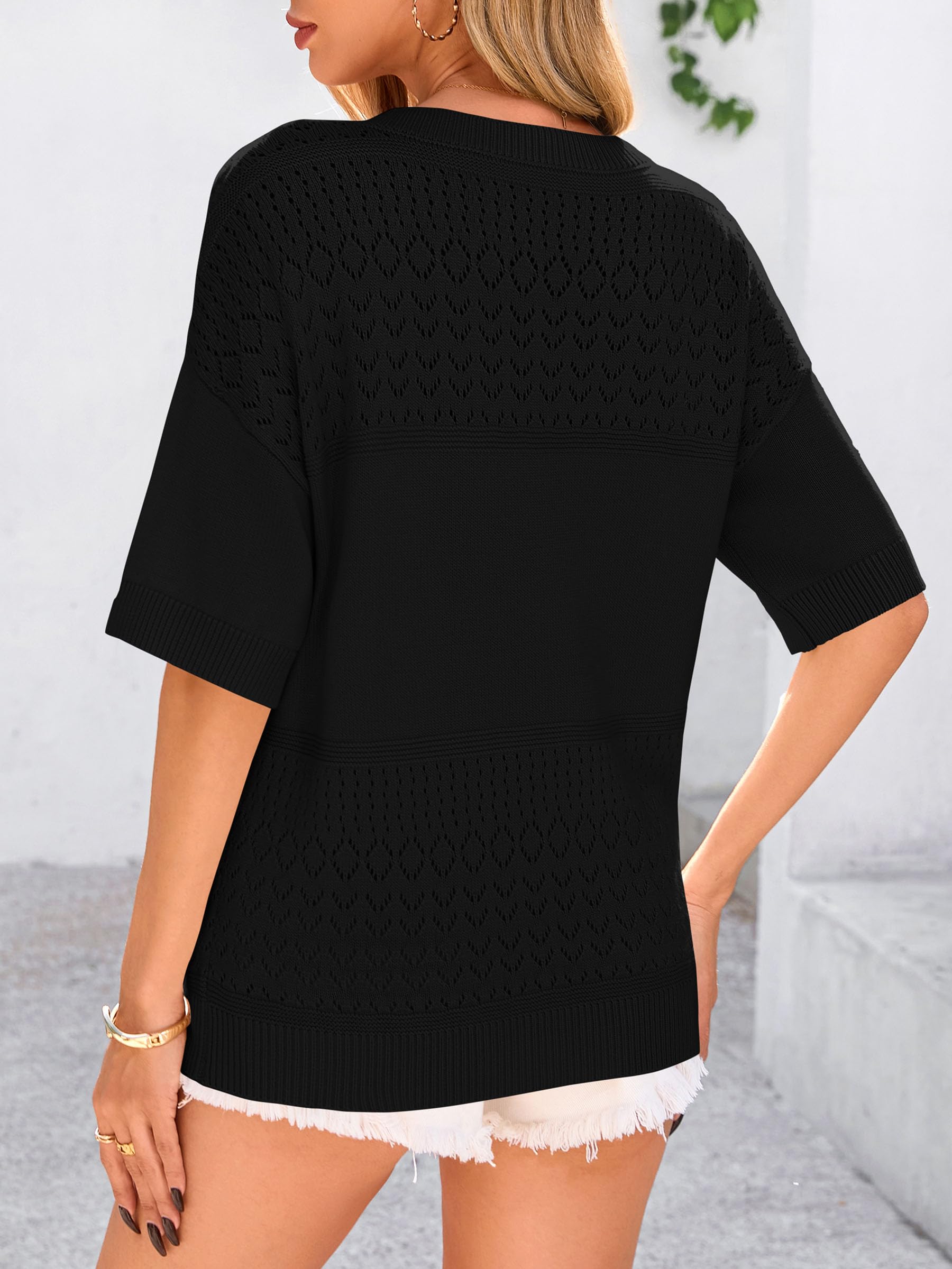 Foto 2 | Sudadera Prettygarden Para Mujer, Manga Corta, Cuello En V, Color Negro - Venta Internacional.