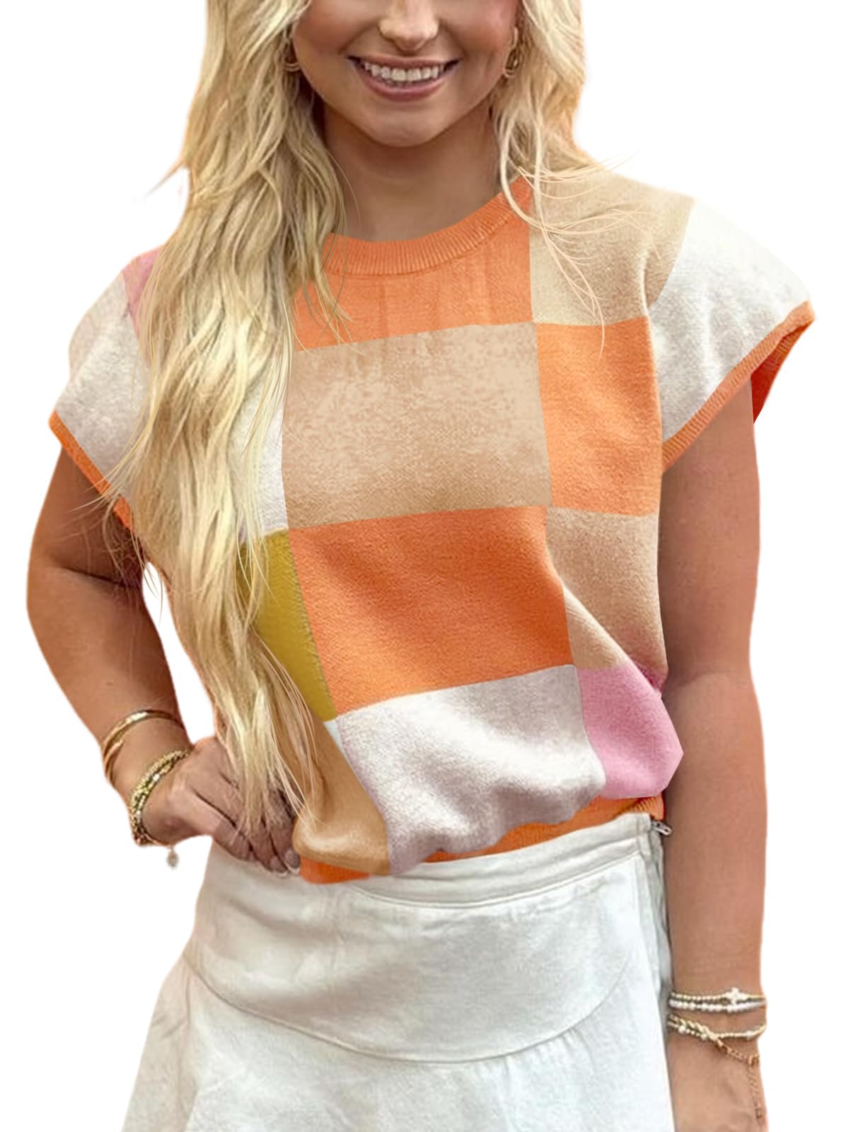Foto 3 pulgar | Jersey Saodimallsu De Manga Corta Para Mujer, Color Block - Venta Internacional.