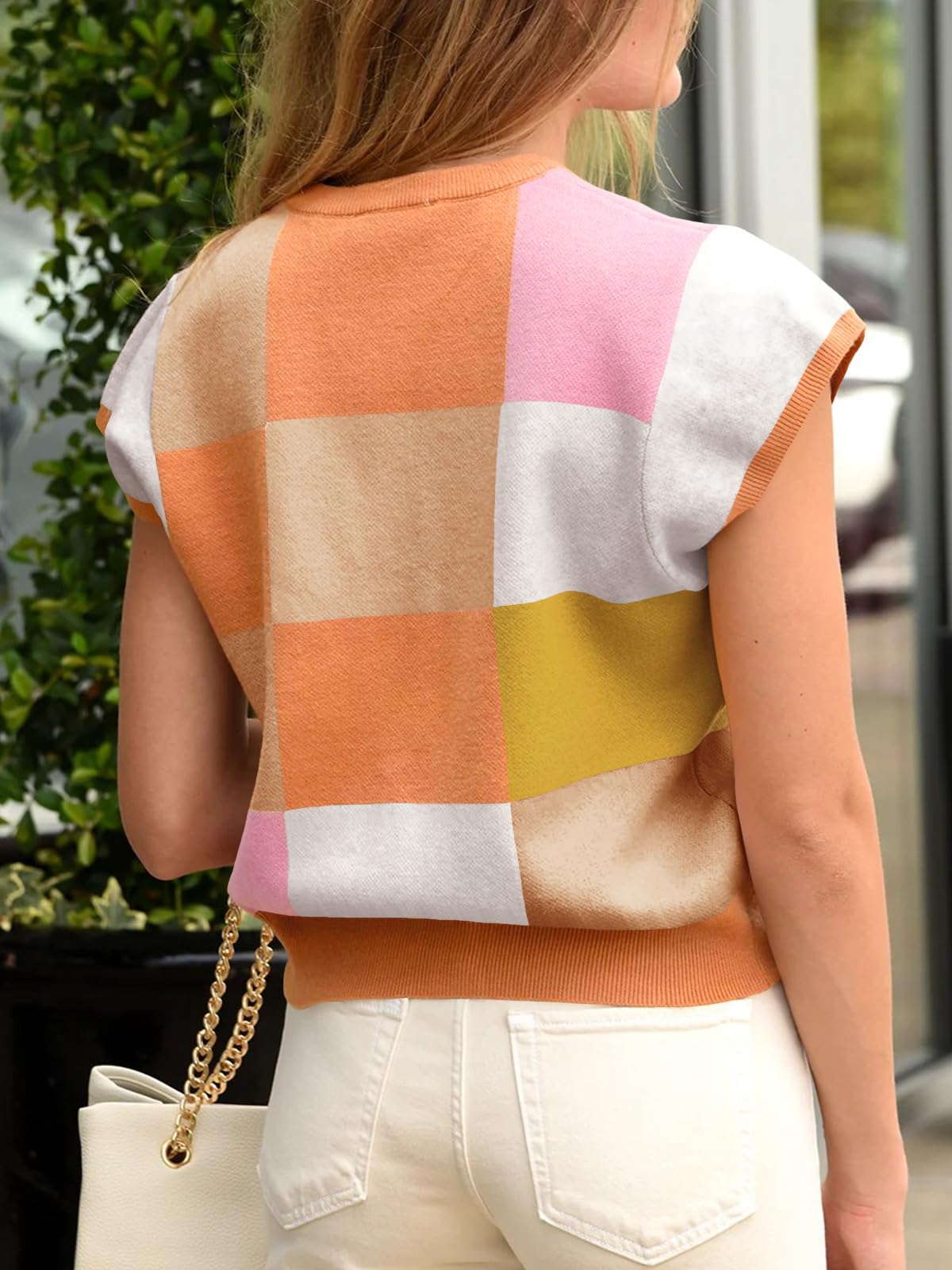 Foto 5 | Jersey Saodimallsu De Manga Corta Para Mujer, Color Block - Venta Internacional.