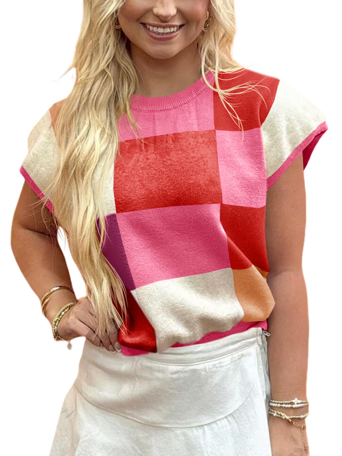 Foto 2 | Jersey Saodimallsu De Manga Corta Para Mujer, Color Block - Venta Internacional.