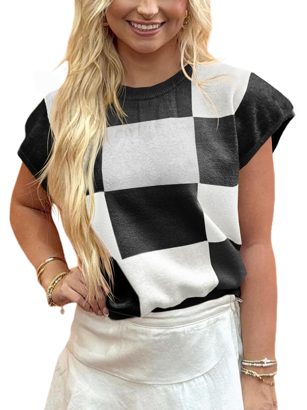 Foto 2 | Jersey Saodimallsu De Manga Corta Para Mujer, Color Block - Venta Internacional.