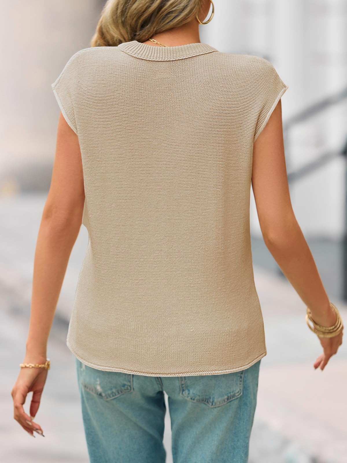 Foto 5 | Suéter Saodimallsu De Verano Con Manga Corta Y Cuello En V Para Mujer - Venta Internacional.