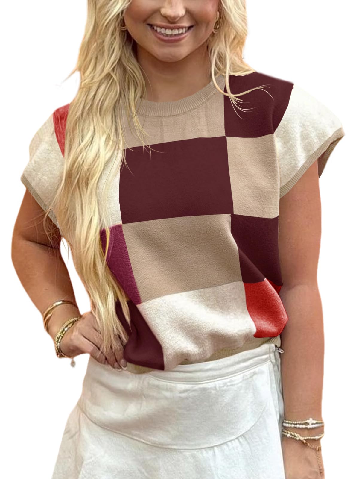 Foto 3 pulgar | Jersey Saodimallsu De Manga Corta Para Mujer, Color Block - Venta Internacional.
