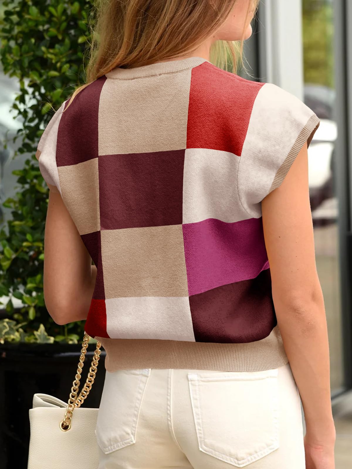 Foto 5 | Jersey Saodimallsu De Manga Corta Para Mujer, Color Block - Venta Internacional.
