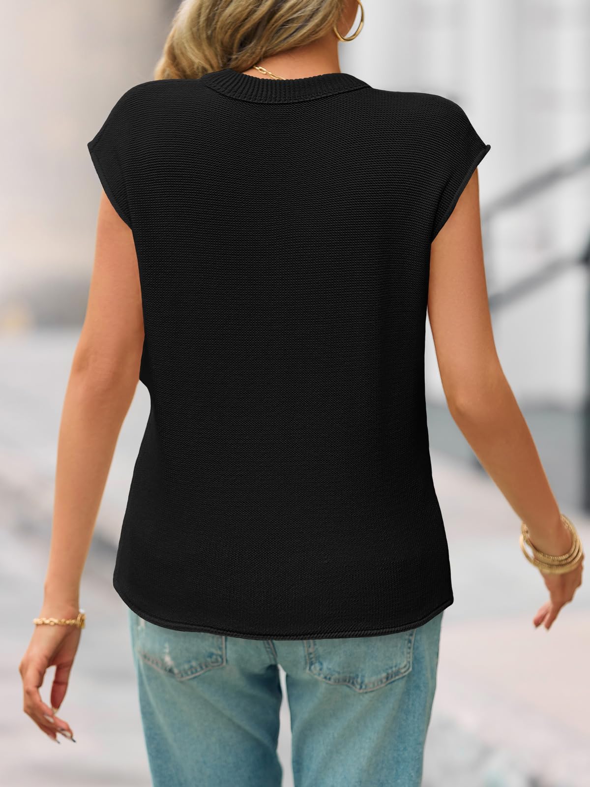 Foto 5 | Suéter Saodimallsu De Verano Con Manga Corta Y Cuello En V Para Mujer - Venta Internacional.