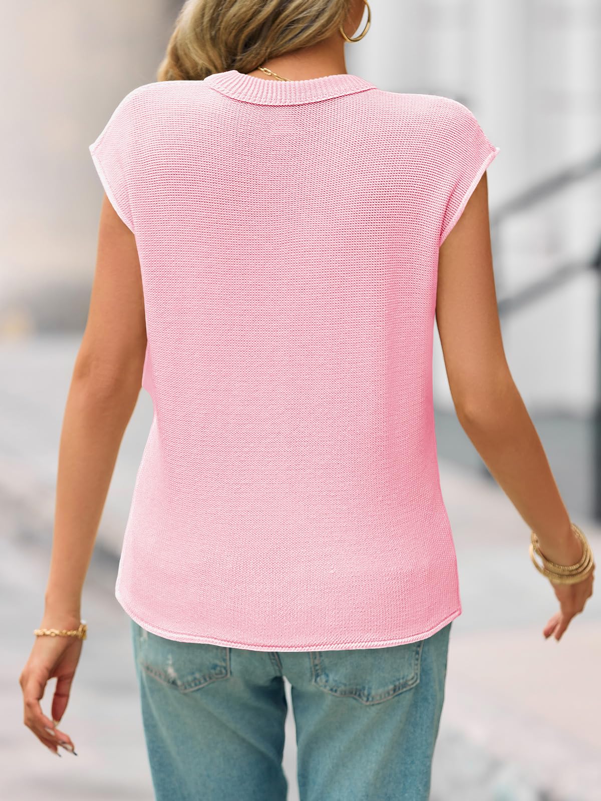Foto 6 pulgar | Suéter Saodimallsu De Verano Con Manga Corta Y Cuello En V Para Mujer - Venta Internacional.