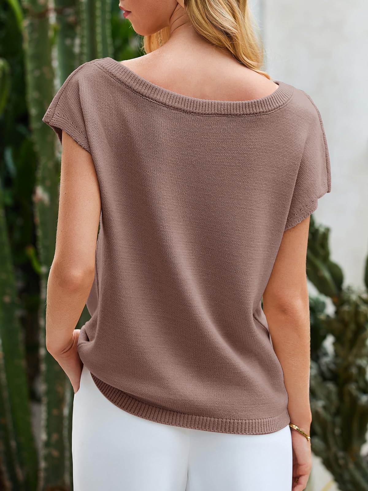 Foto 6 pulgar | Jersey Saodimallsu Para Mujer Con Hombros Descubiertos, Marrón - Venta Internacional.