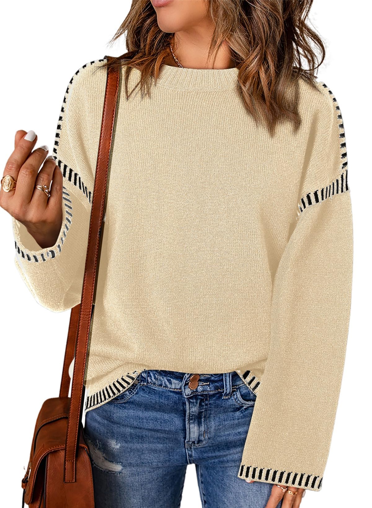 Foto 2 pulgar | Jersey Dokotoo De Punto Trenzado Holgado A La Moda Para Mujer, Color Beige - Venta Internacional.