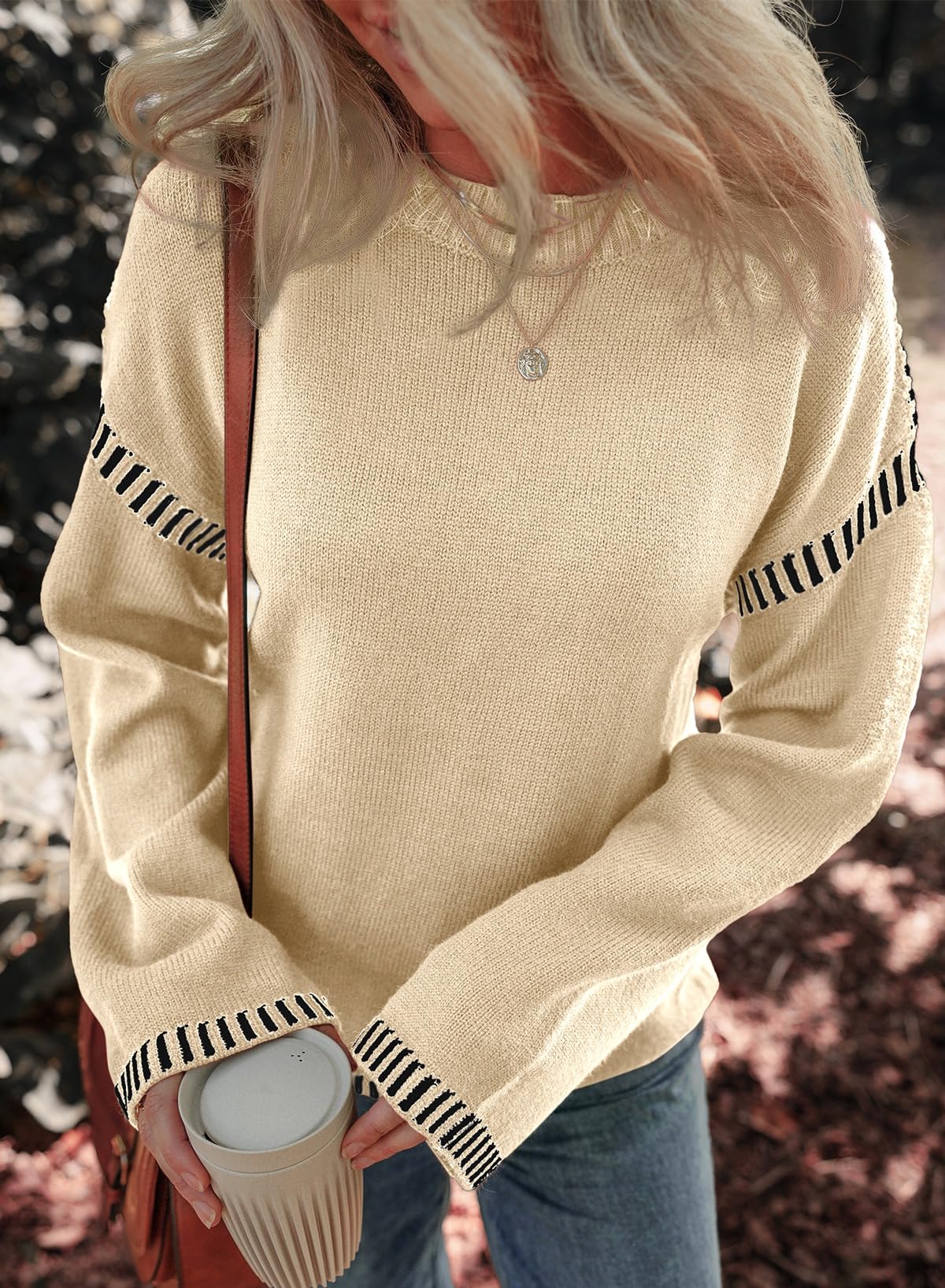Foto 5 pulgar | Jersey Dokotoo De Punto Trenzado Holgado A La Moda Para Mujer, Color Beige - Venta Internacional.