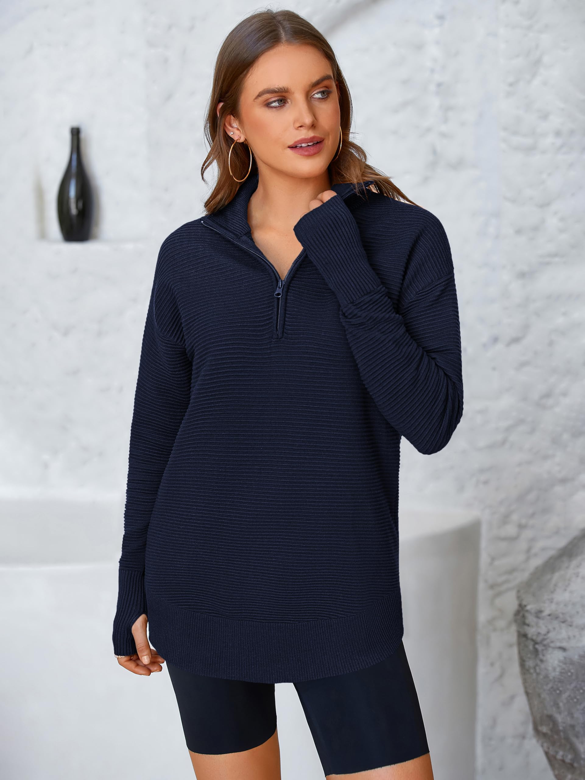 Foto 2 | Jersey Prettygarden Para Mujer, Cuello En V, Punto Acanalado, Azul Marino - Venta Internacional.