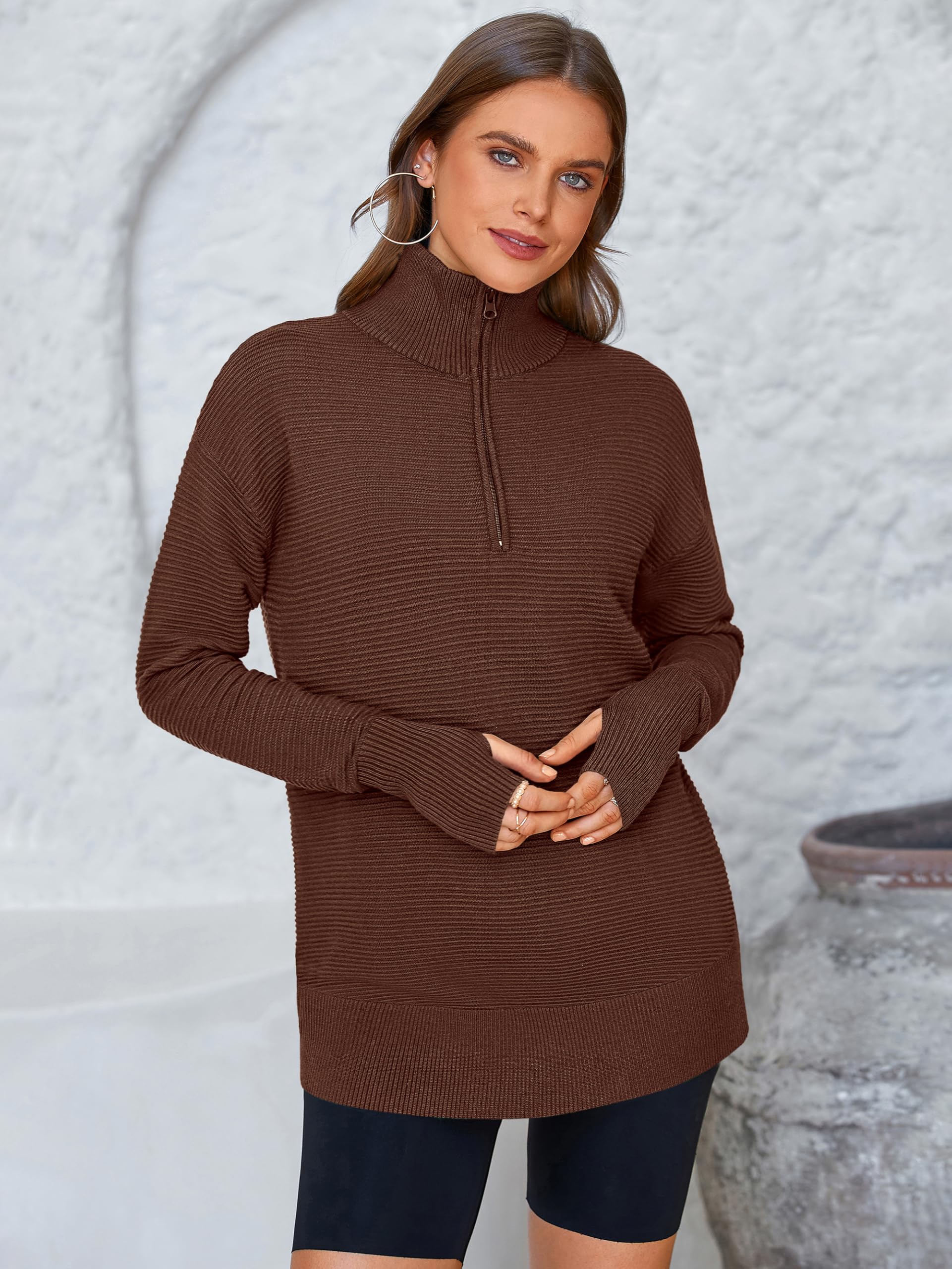 Foto 5 pulgar | Jersey Prettygarden Para Mujer, Cuello En V, Punto Acanalado, Marrón - Venta Internacional.