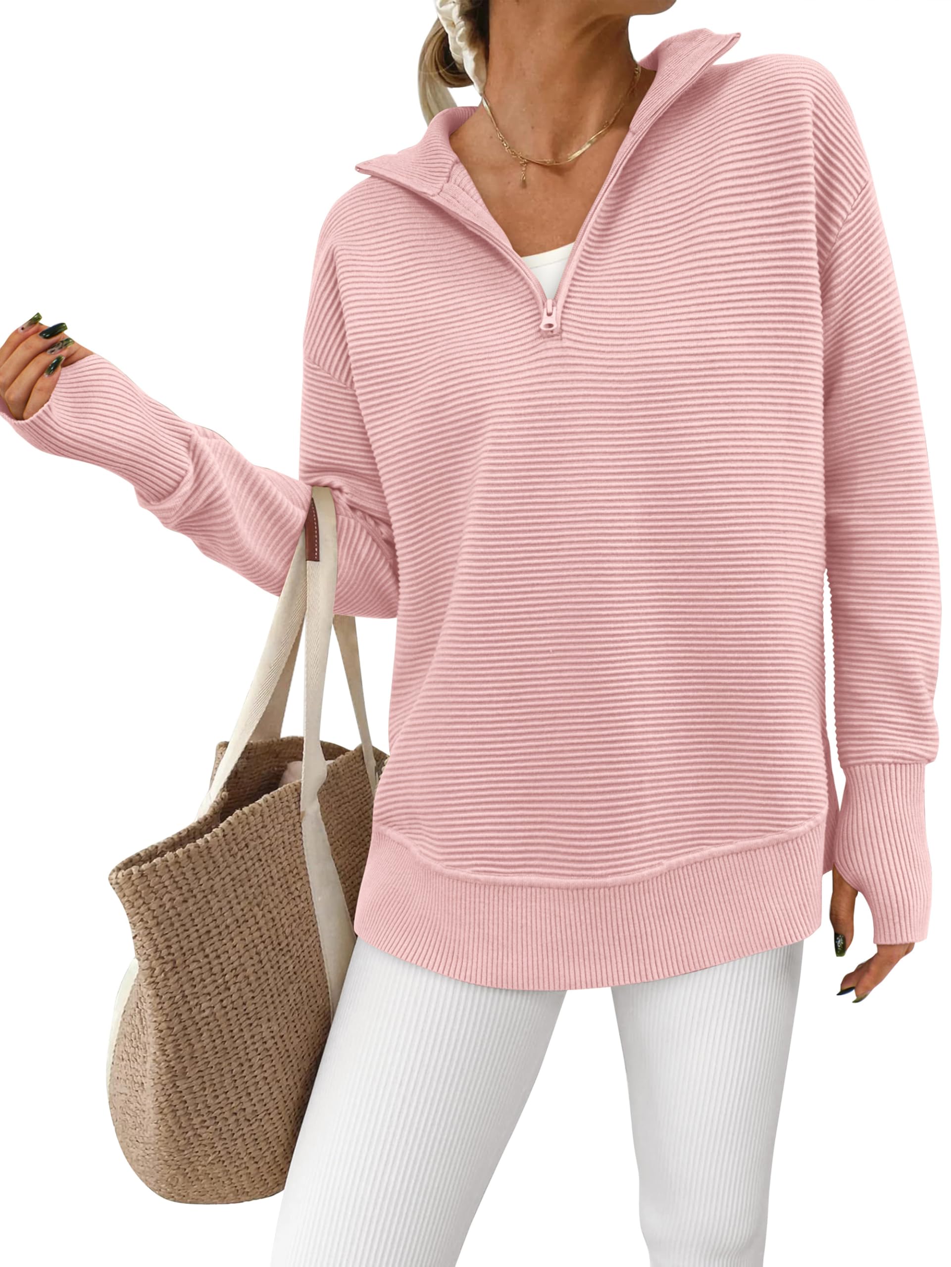 Foto 2 pulgar | Jersey Prettygarden Para Mujer, Cuello En V, Punto Acanalado, Rosa - Venta Internacional.