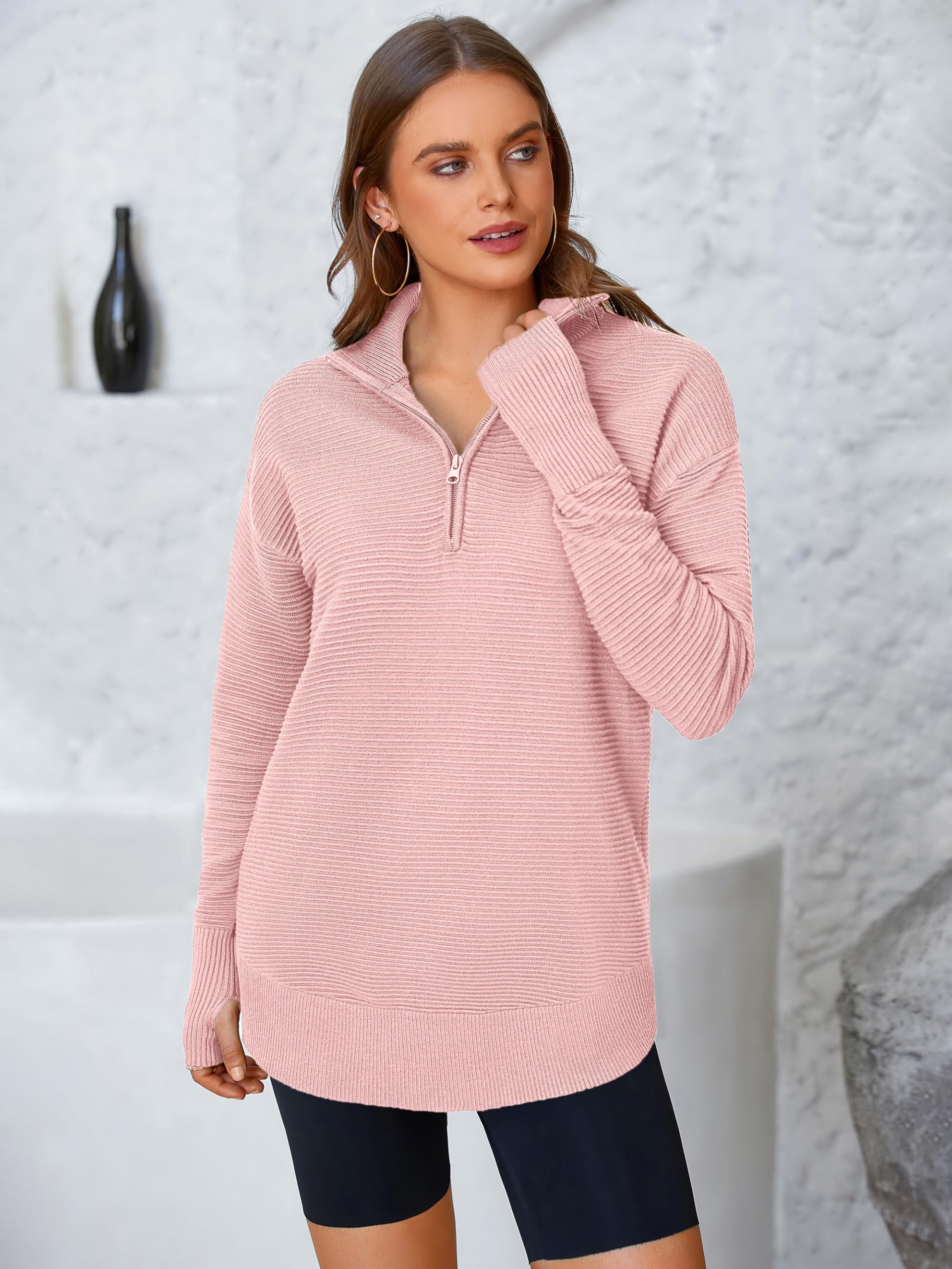 Foto 2 | Jersey Prettygarden Para Mujer, Cuello En V, Punto Acanalado, Rosa - Venta Internacional.