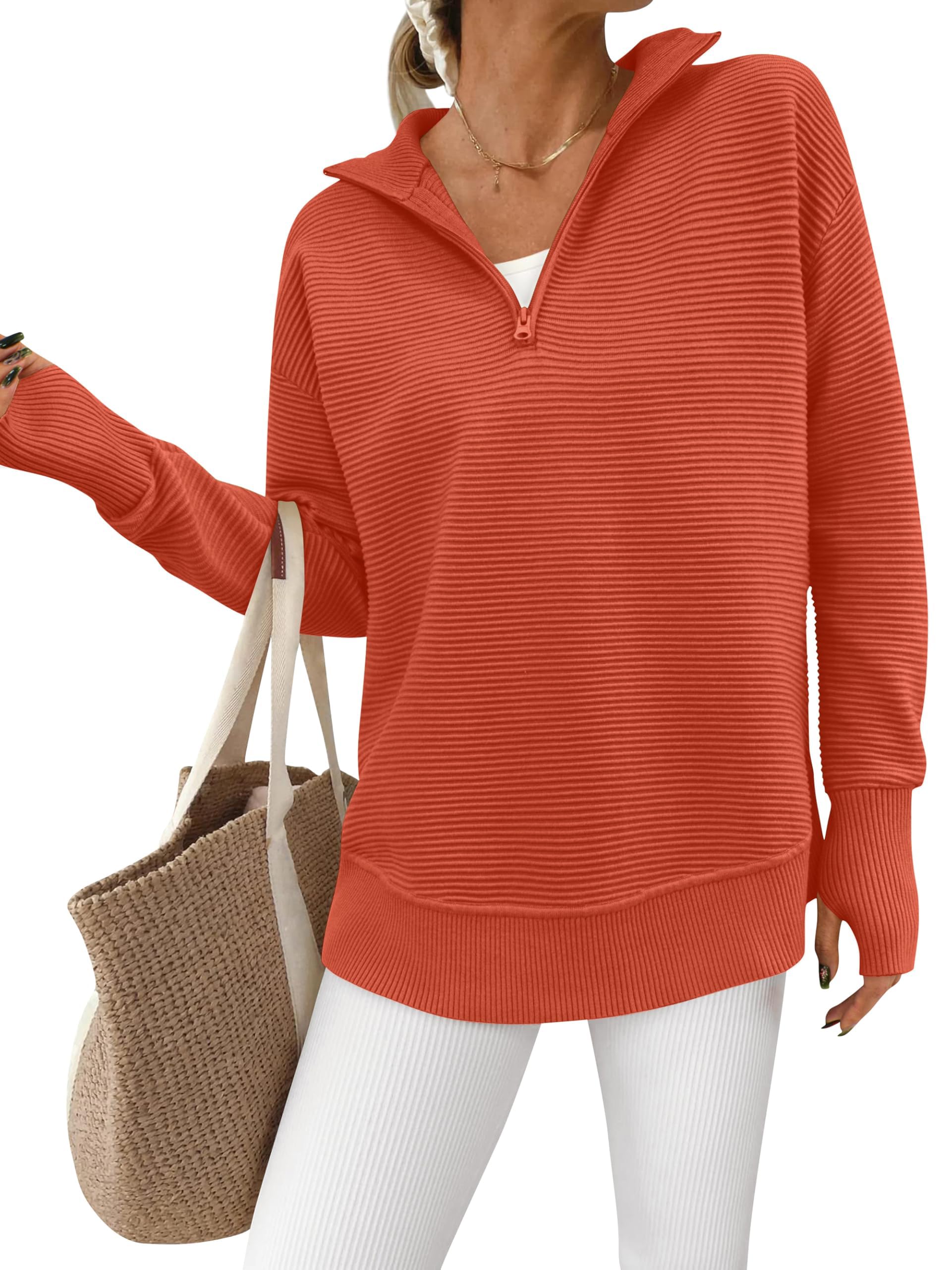 Foto 2 pulgar | Jersey Prettygarden Para Mujer, Cuello En V, Punto Acanalado, Naranja - Venta Internacional.