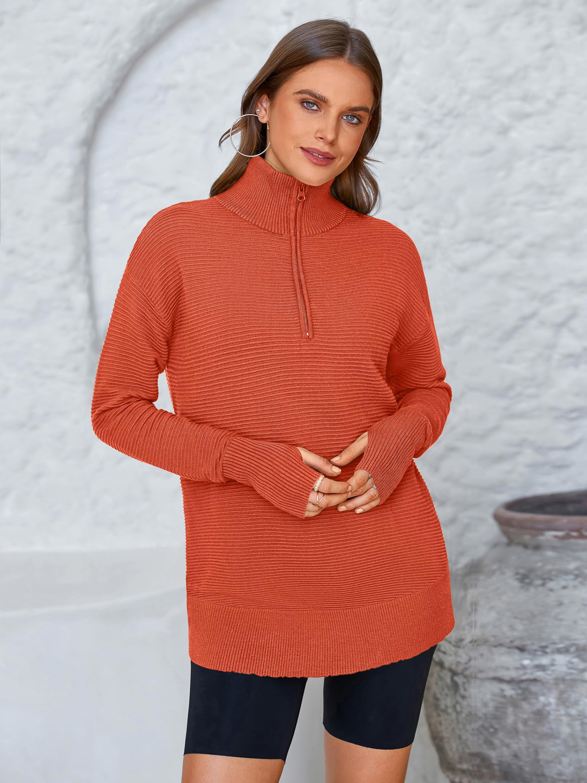 Foto 5 pulgar | Jersey Prettygarden Para Mujer, Cuello En V, Punto Acanalado, Naranja - Venta Internacional.
