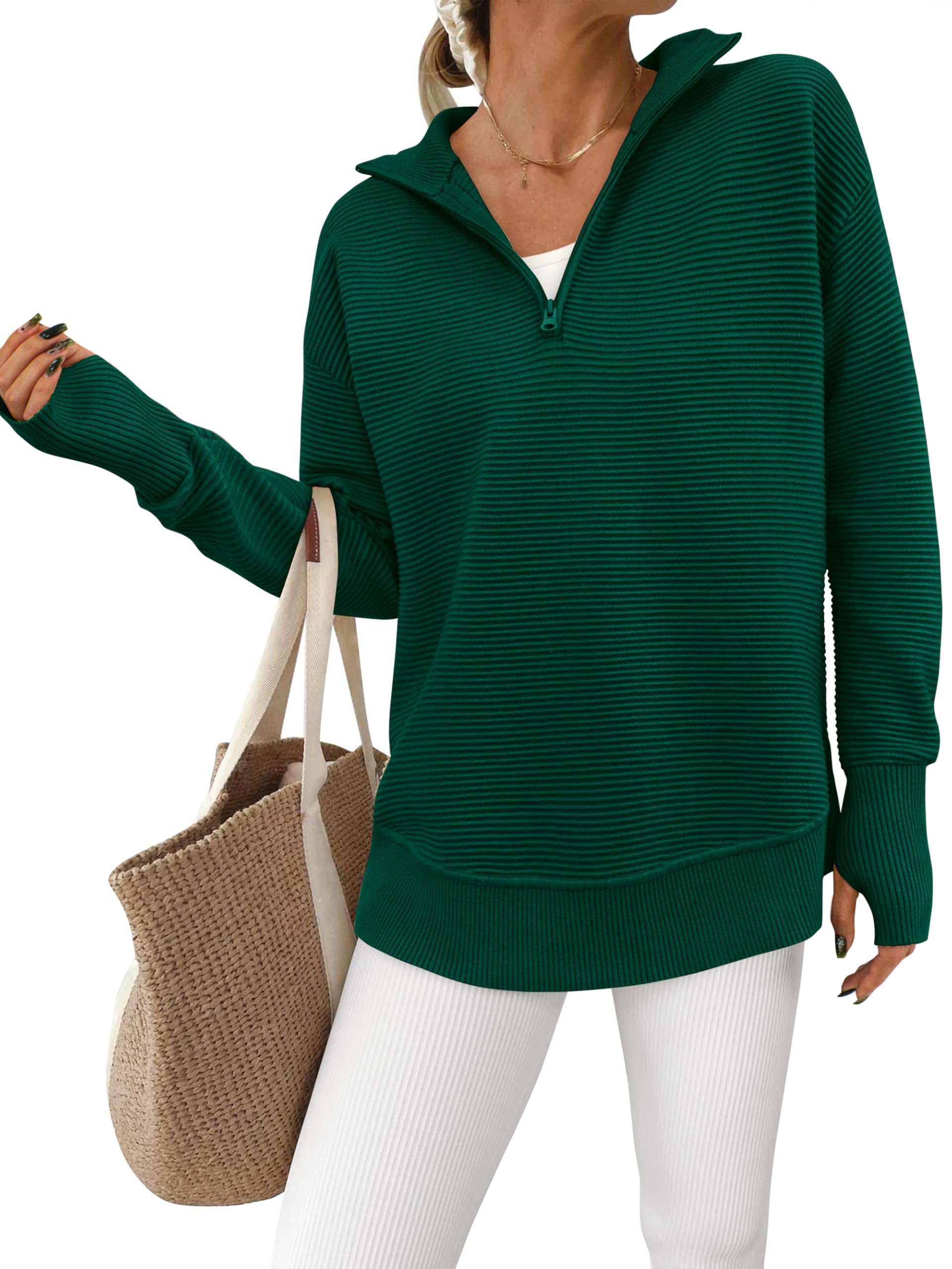 Foto 1 | Jersey Prettygarden Para Mujer, Cuello En V, Punto Acanalado, Verde - Venta Internacional.