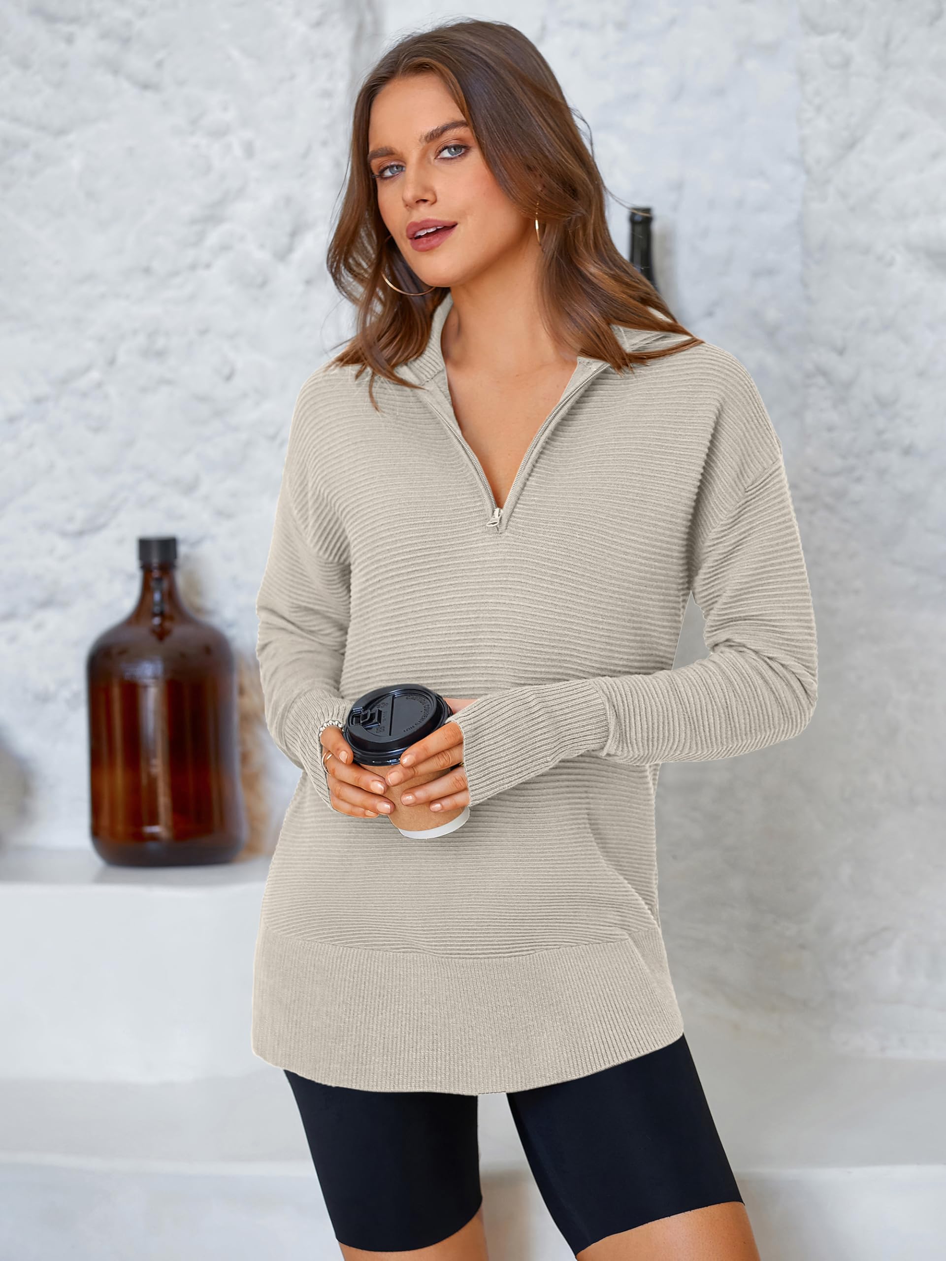 Foto 4 pulgar | Jersey Prettygarden De Punto Acanalado Con Cuello En V Para Mujer - Venta Internacional.