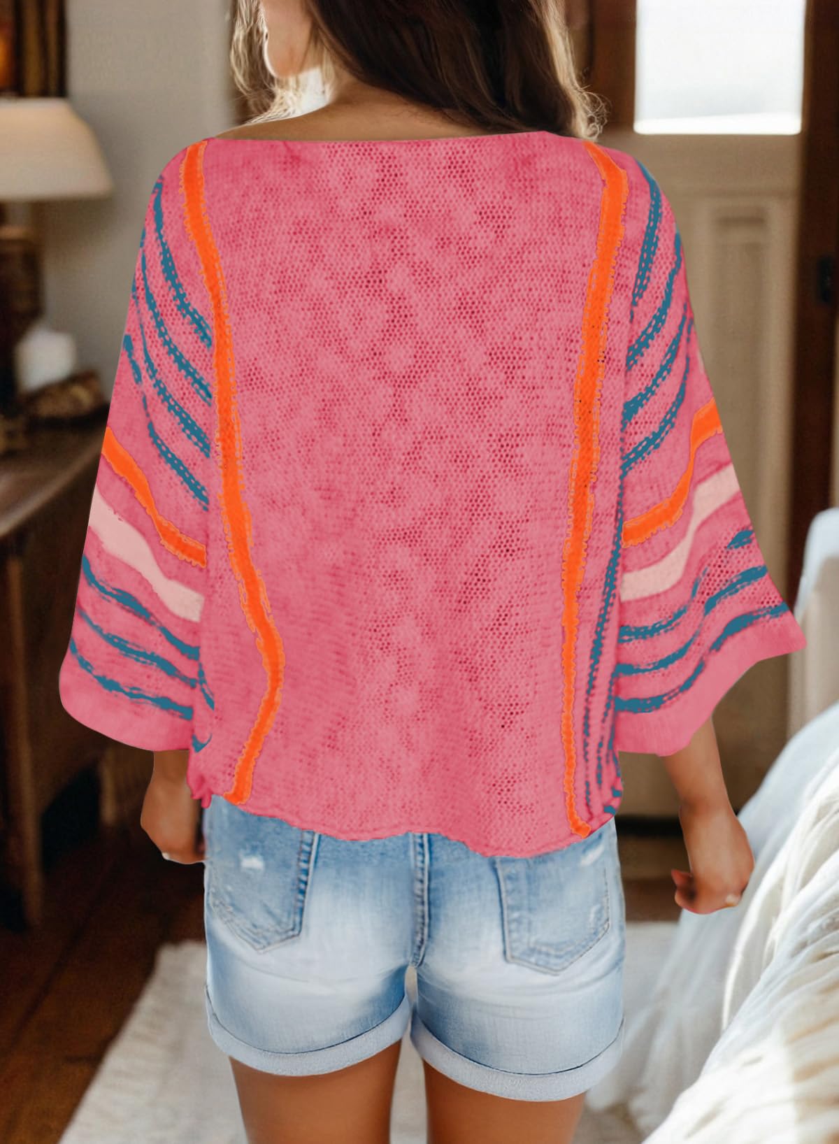 Foto 2 | Suéter Dokotoo Fashion Casual Con Cuello Redondo Y Manga 3/4 Para Mujer - Venta Internacional.