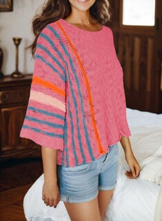 Foto 3 | Suéter Dokotoo Fashion Casual Con Cuello Redondo Y Manga 3/4 Para Mujer - Venta Internacional.