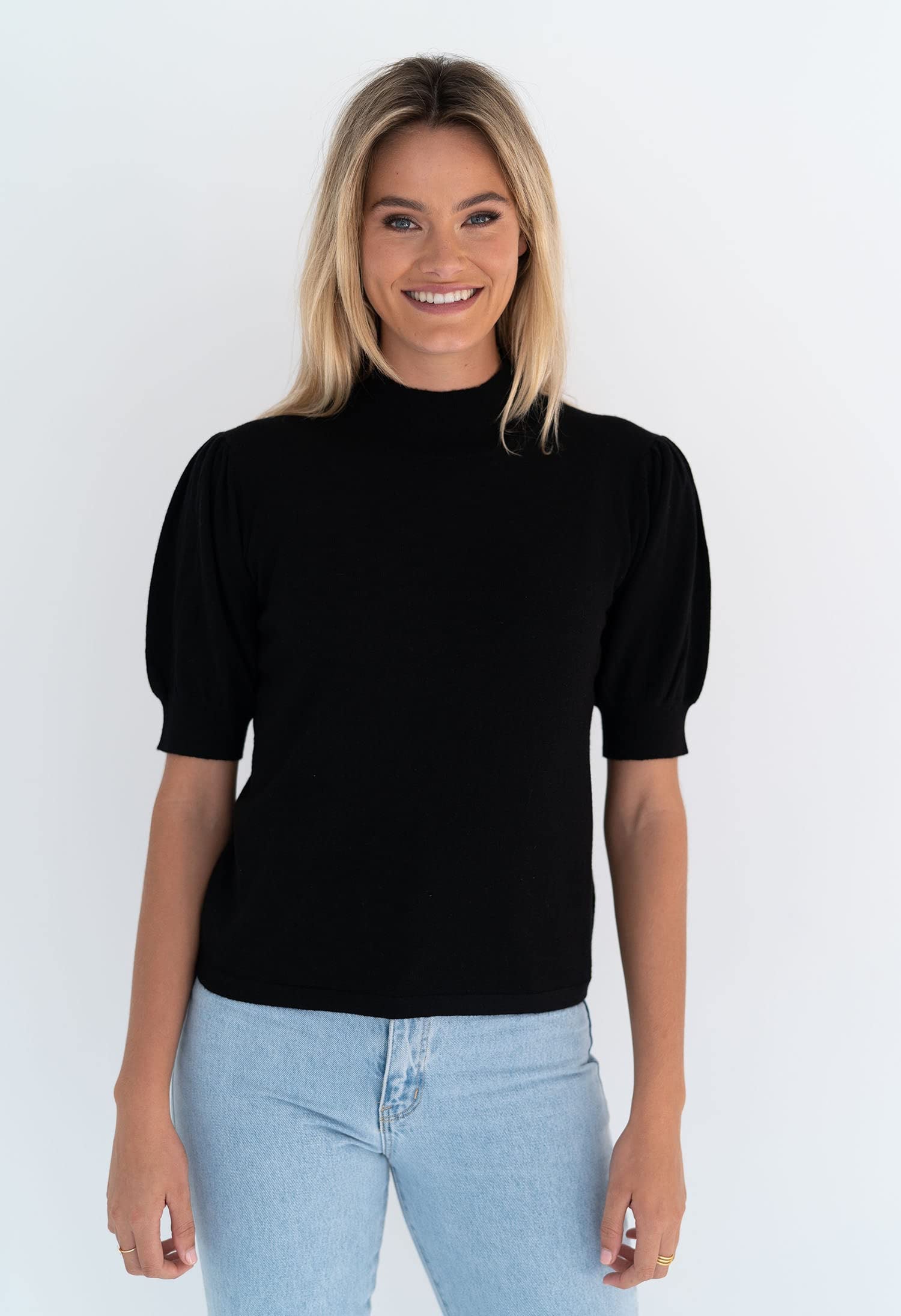 Foto 6 pulgar | Suéteres Abullonados De Manga Corta Para Mujer 2024, Primavera Verano, Moda, Casual, Blusas Negras - Venta Internacion
