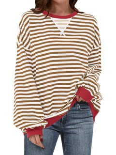 Foto 1 | Sudadera Anrabess Para Mujer, Con Cuello Redondo, Extragrande, Color Caramelo, Talla S - Venta Internacional.