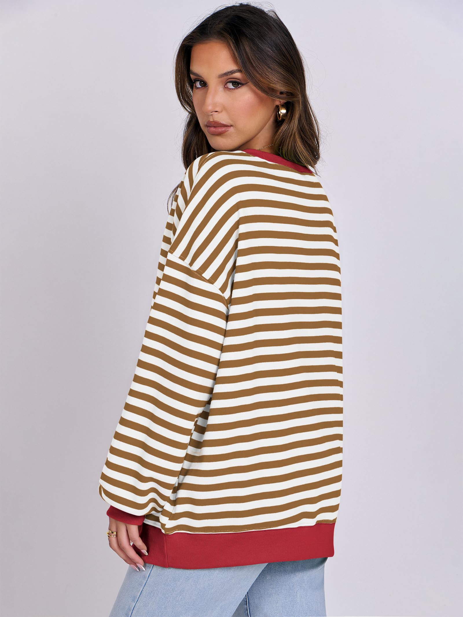 Foto 6 pulgar | Sudadera Anrabess Para Mujer, Con Cuello Redondo, Extragrande, Color Caramelo, Talla S - Venta Internacional.