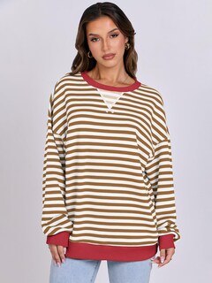 Foto 7 | Sudadera Anrabess Para Mujer, Con Cuello Redondo, Extragrande, Color Caramelo, Talla S - Venta Internacional.