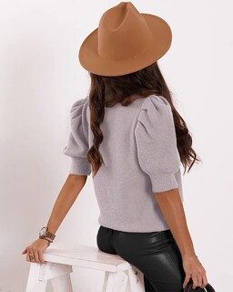 Foto 3 | Suéteres Abullonados De Manga Corta Para Mujer 2024, Primavera Verano, Moda, Casual, Blusas Grises - Venta Internacion