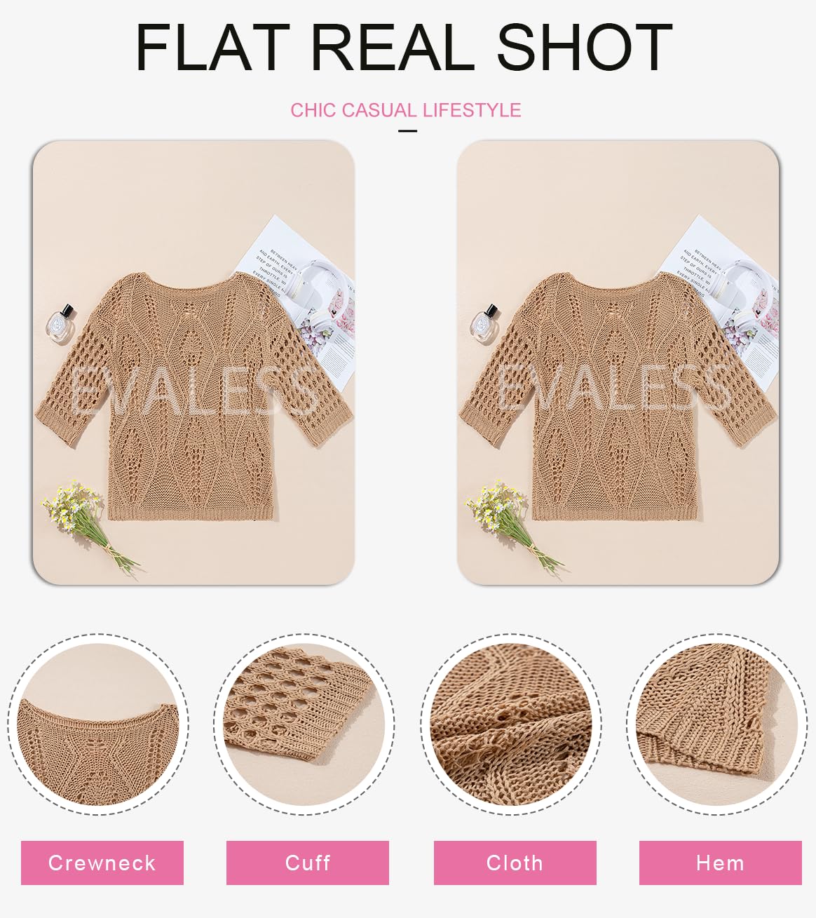 Foto 7 pulgar | Suéter De Verano Evaless Cruise Outfits Para Mujer 2025 Khaki - Venta Internacional.