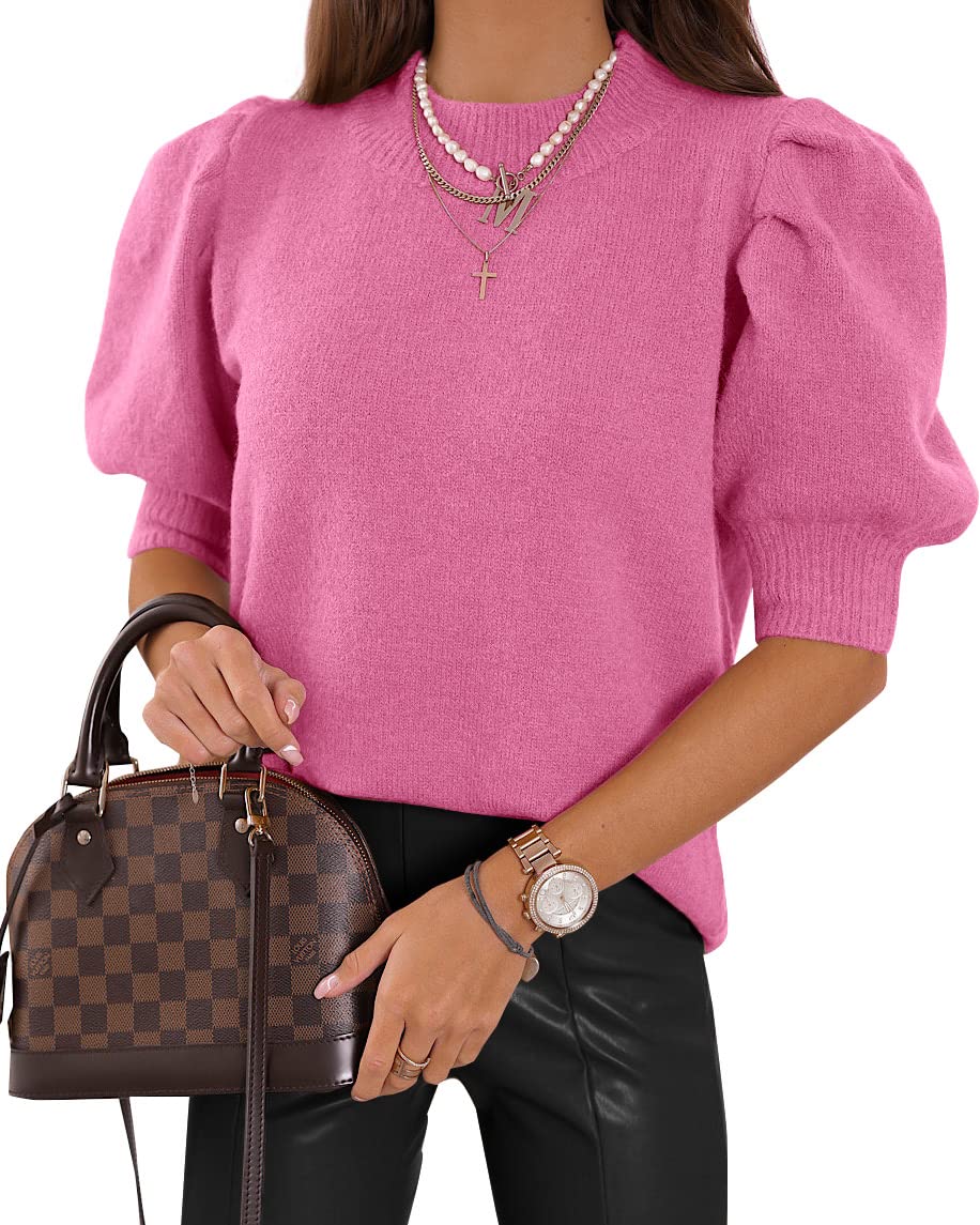 Foto 2 pulgar | Jersey Goranbon Puff De Manga Corta Para Mujer, Color Rosa Brillante - Venta Internacional.