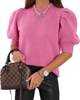 Foto 1 | Jersey Goranbon Puff De Manga Corta Para Mujer, Color Rosa Brillante - Venta Internacional.
