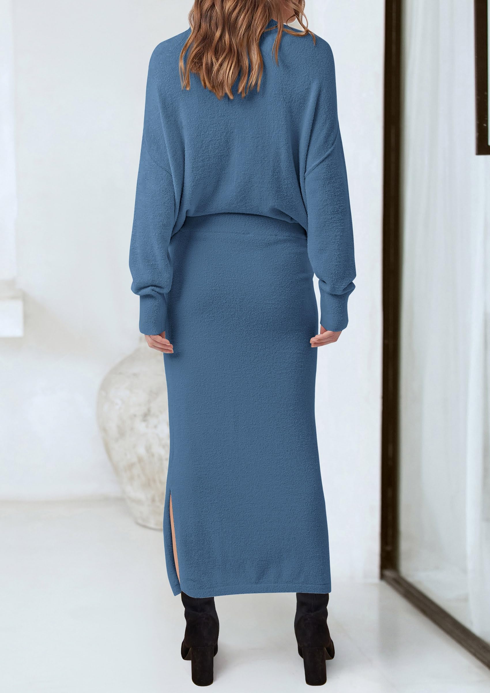 Foto 3 pulgar | Outfit Prettygarden - Jersey Y Maxi Falda Para Mujer, Color Gris Y Azul - Venta Internacional.