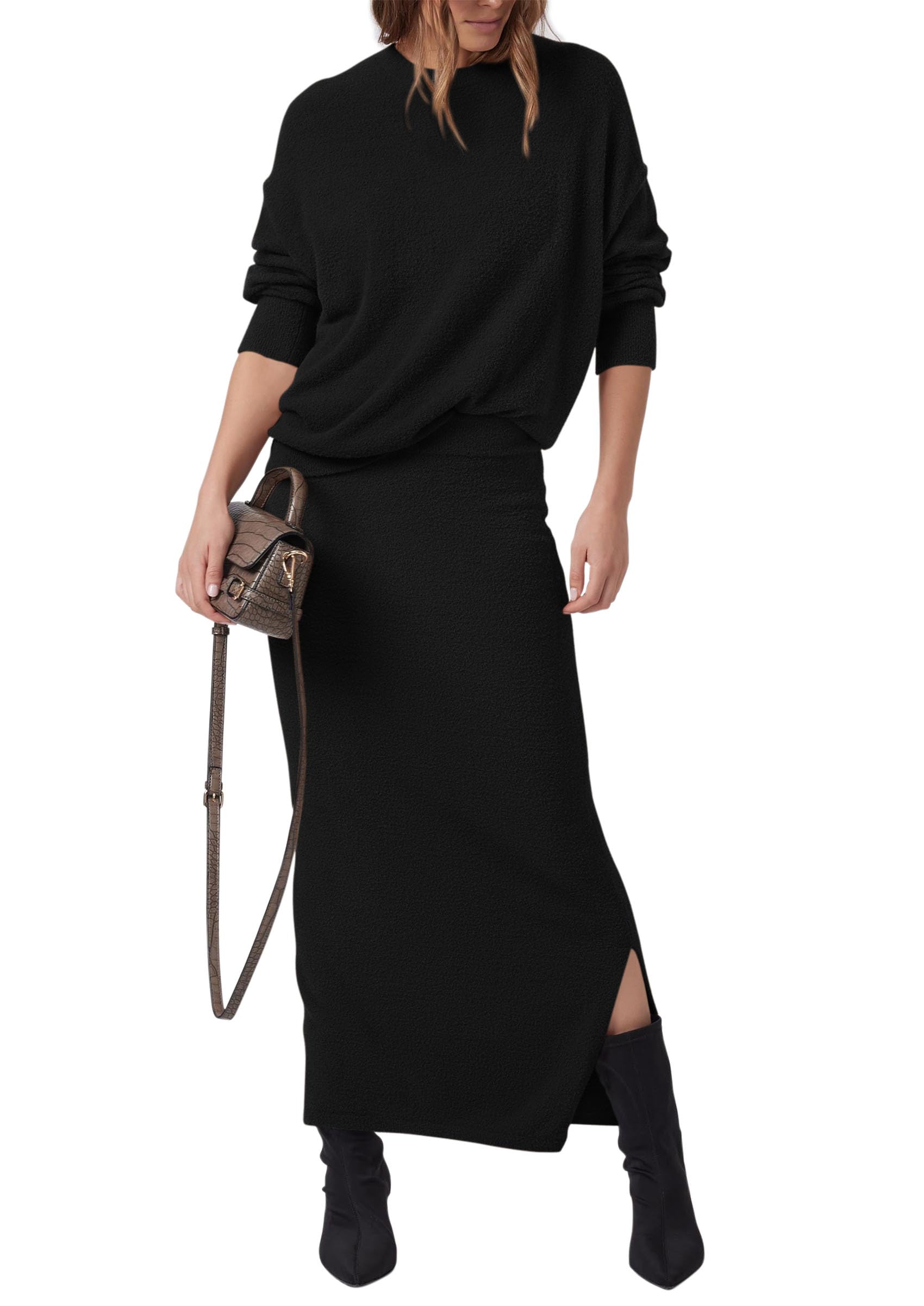 Foto 2 pulgar | Conjunto De Suéter De Dos Piezas Prettygarden Maxi Falda Tejida Para Mujer - Venta Internacional.
