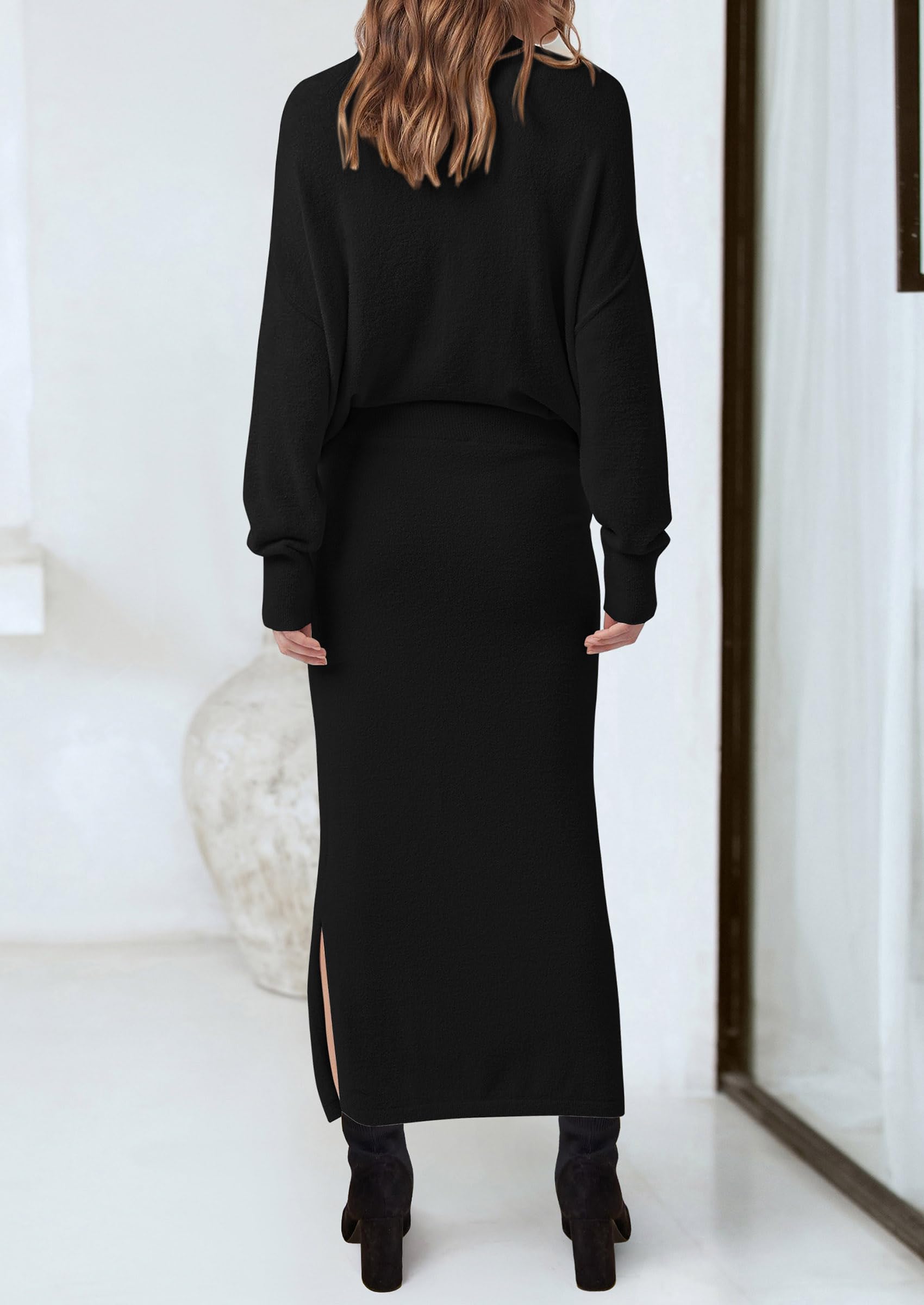 Foto 2 | Conjunto De Suéter De Dos Piezas Prettygarden Maxi Falda Tejida Para Mujer - Venta Internacional.