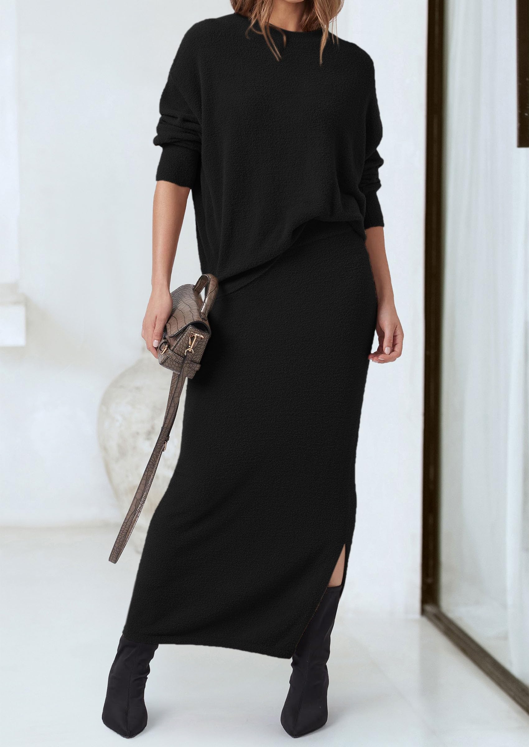 Foto 4 pulgar | Conjunto De Suéter De Dos Piezas Prettygarden Maxi Falda Tejida Para Mujer - Venta Internacional.