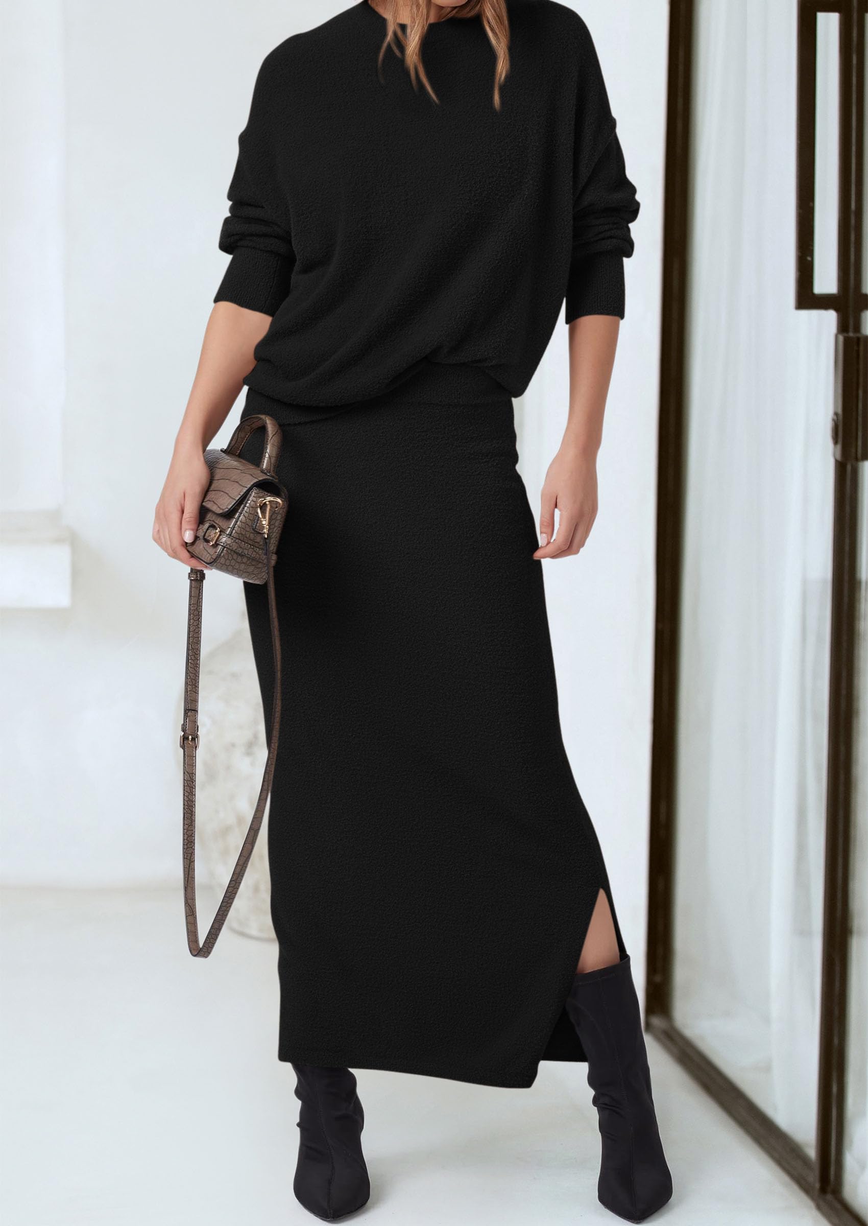Foto 5 pulgar | Conjunto De Suéter De Dos Piezas Prettygarden Maxi Falda Tejida Para Mujer - Venta Internacional.