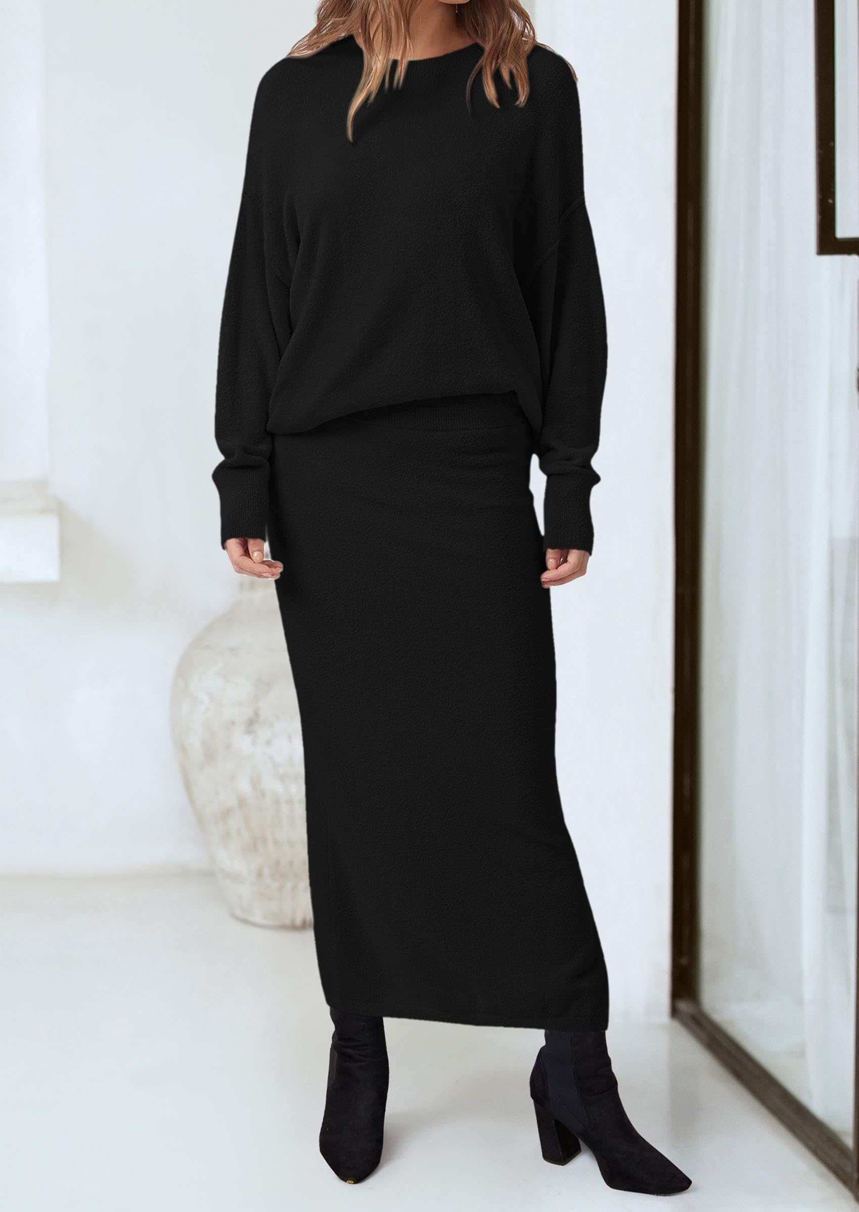 Foto 6 pulgar | Conjunto De Suéter De Dos Piezas Prettygarden Maxi Falda Tejida Para Mujer - Venta Internacional.