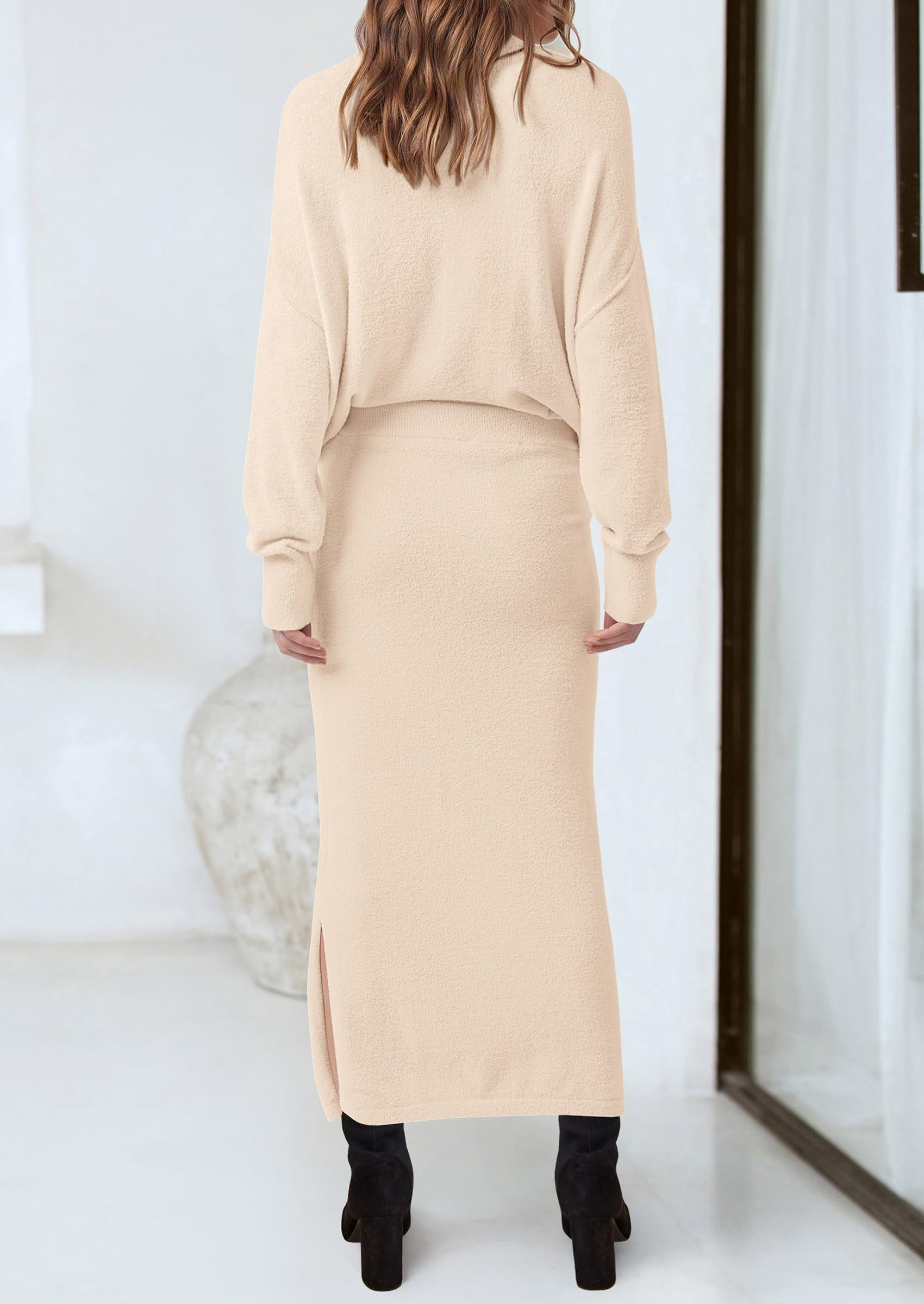 Foto 2 | Outfit Prettygarden - Jersey Y Maxi Falda Para Mujer, Talla L, Color Beige - Venta Internacional.
