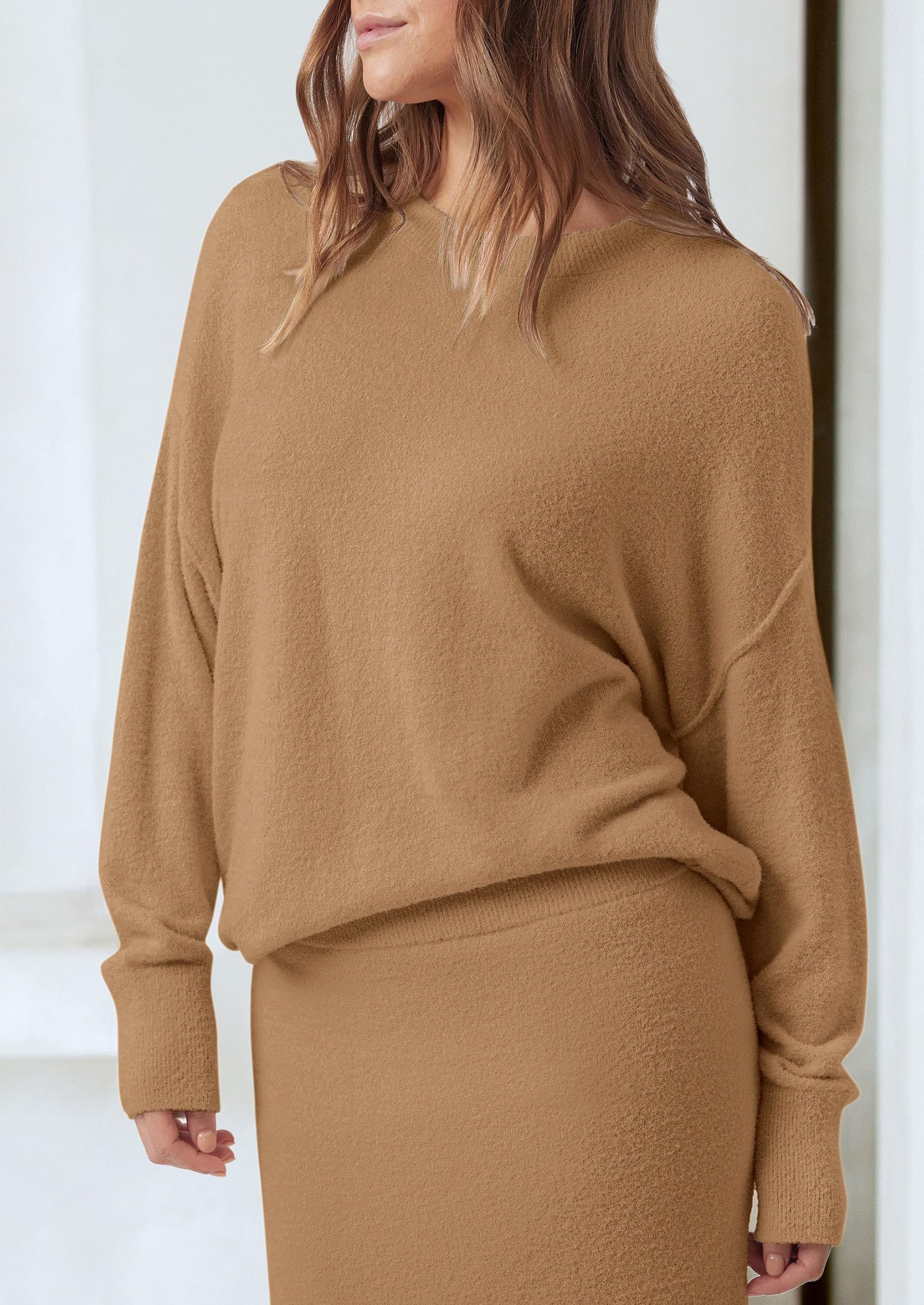 Foto 7 | Outfit Prettygarden - Jersey Y Falda Larga Para Mujer, Color Caqui, Talla M - Venta Internacional.