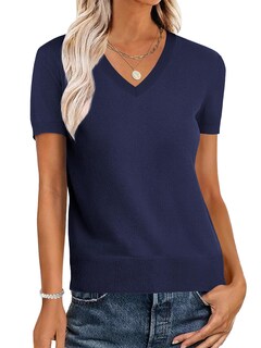 Foto 1 | Jersey Anrabess Para Mujer, Mezcla De Lana, Cuello En V, Azul Marino - Venta Internacional.