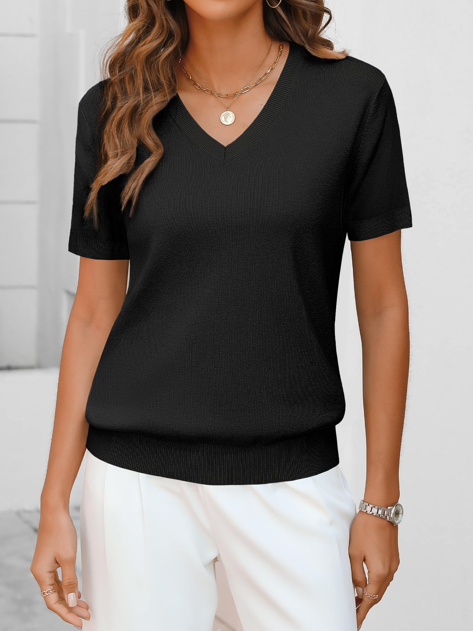 Foto 3 pulgar | Jersey Anrabess Para Mujer, Mezcla De Lana, Cuello En V, Negro - Venta Internacional.