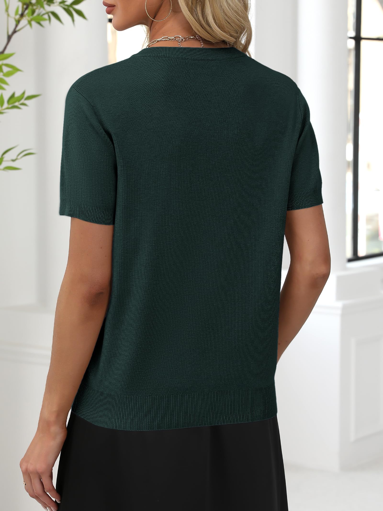 Foto 5 pulgar | Jersey Anrabess Para Mujer, Mezcla De Lana, Cuello En V, Verde Oscuro - Venta Internacional.