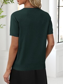 Foto 4 | Jersey Anrabess Para Mujer, Mezcla De Lana, Cuello En V, Verde Oscuro - Venta Internacional.