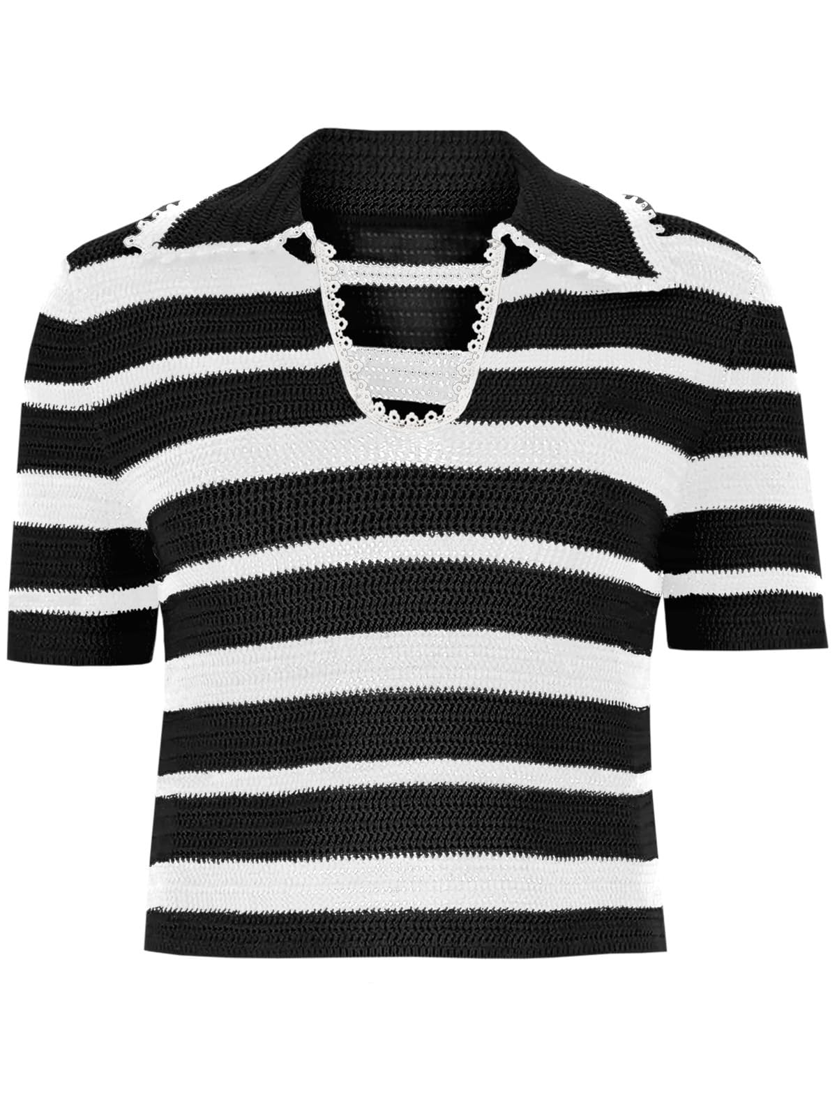 Foto 6 pulgar | Jersey Saodimallsu A Rayas Recortado Para Mujer, Color Negro - Venta Internacional.