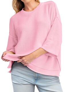 Foto 2 | Jersey Cicky Bell Para Mujer, Talla Extragrande, Manga 3/4, Tejido Rosa - Venta Internacional.